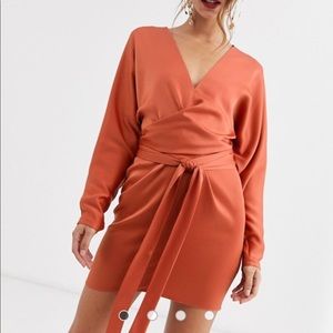 ASOS DESIGN wrap waist mini dress in satin